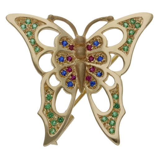 [G5689] BROCHE + COLGANTE ORO 18KL MARIPOSA - 38x35MM