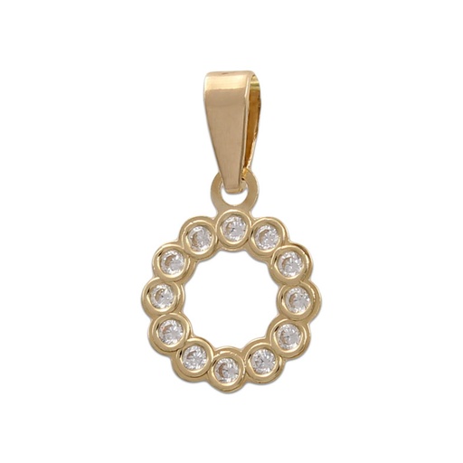 [G580] COLGANTE ORO18KL CIRCULO CIRCONITAS 10MM