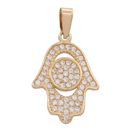 [G716] COLGANTE ORO 18KL MANO FATIMA CIRCONITAS