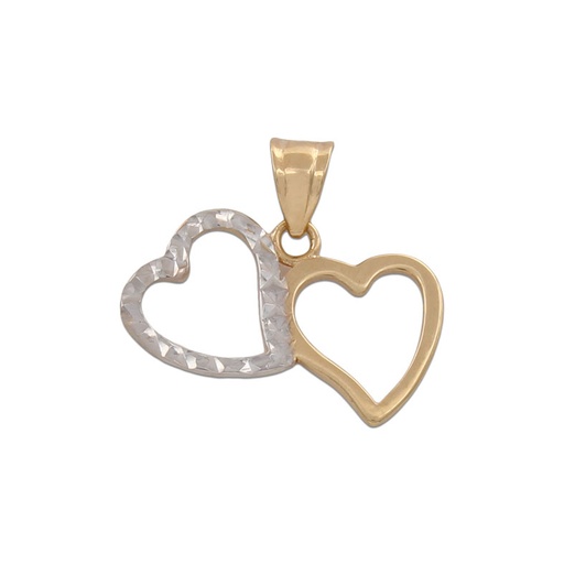 [G755] COLGANTE ORO 18KL CORAZON DOBLE
