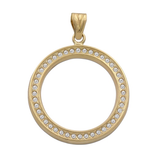 [G763] COLGANTE ORO 18KL CERCO CIRCONITAS - 20MM ** AGOTADO TEMPORALMENTE**