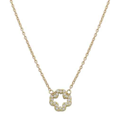 [G771] GARGANTILLA ORO 18KL TREBOL CIRCONITAS