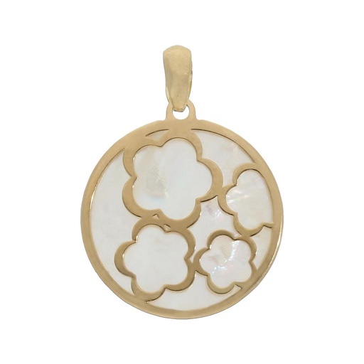 [G832] COLGANTE ORO 18KL NACAR FLORES - 16MM