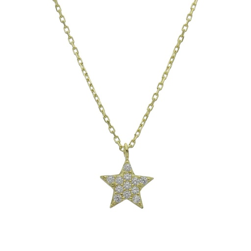 [G907] GARGANTILLA ORO 18KL ESTRELLA CIRCONITAS