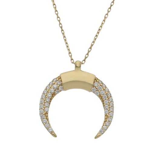 [G920] GARGANTILLA ORO 18KL MEDIA LUNA CIRCONITAS