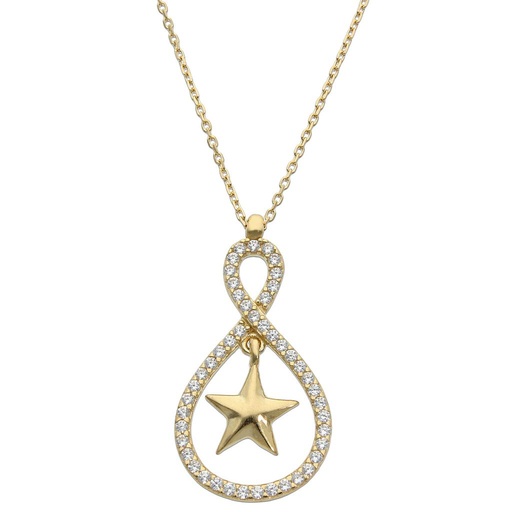 [G925] GARGANTILLA ORO 18KL ESTRELLA CIRCONITAS