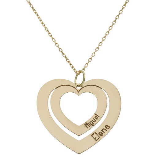 [G980] GARGANTILLA ORO 18KL CORAZONES NOMBRES