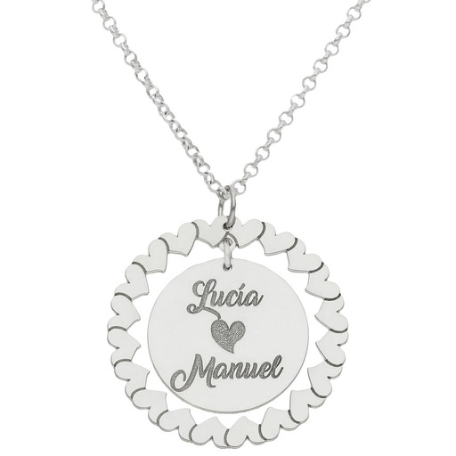 [G984] GARGANTILLA ORO BLANCO 18KL CERCO CORAZONES
