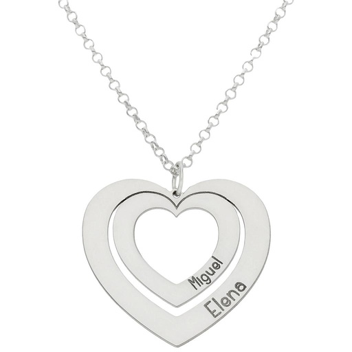 [G986] GARGANTILLA ORO BLANCO 18KL CORAZONES NOMBRES