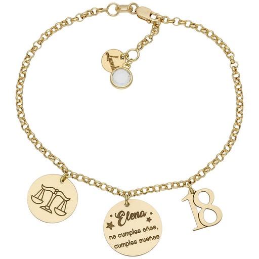 [HT118] PULSERA MI HISTORIA ORO 18KL CUMPLEAÑOS