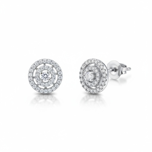 [LCR402B] PENDIENTES ORO BLANCO 18KL DIAMANTES