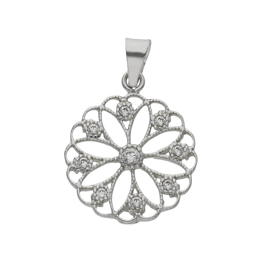 [LCR511B] COLGANTE ORO BLANCO 18KL FLOR DIAMANTES