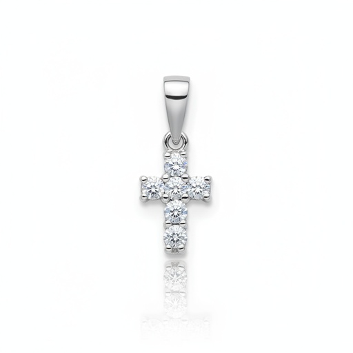 [LCR800B] CRUZ ORO BLANCO 18KL DIAMANTES