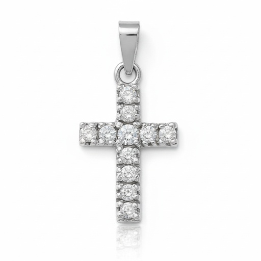 [LCR802B] CRUZ ORO BLANCO 18KL DIAMANTES