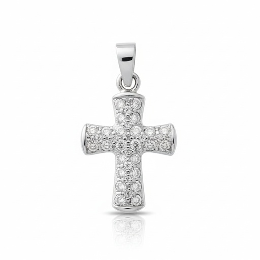 [LCR805B] CRUZ ORO BLANCO 18KL DIAMANTES