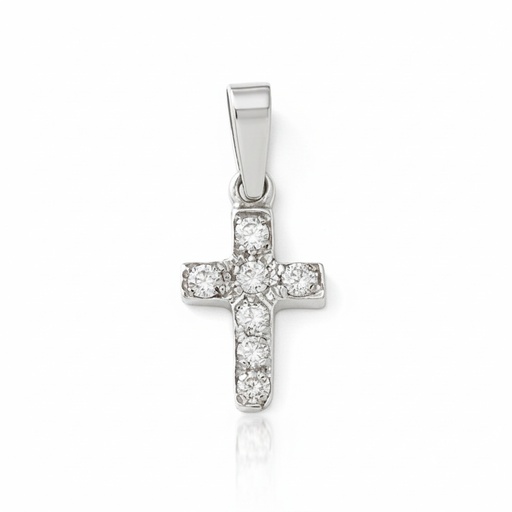 [LCR806B] CRUZ ORO BLANCO 18KL DIAMANTES