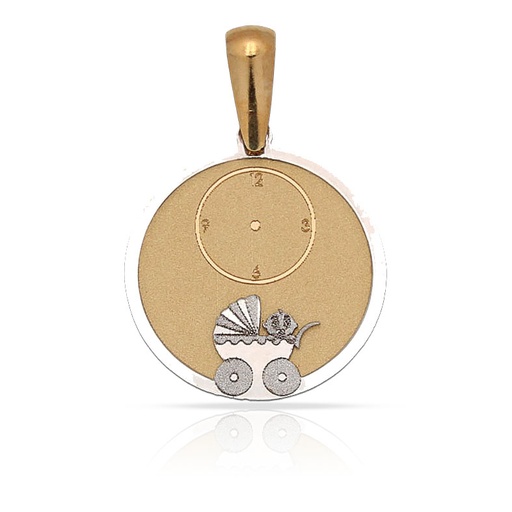MEDALLA ORO 18KL CARRITO Y RELOJ - 15MM