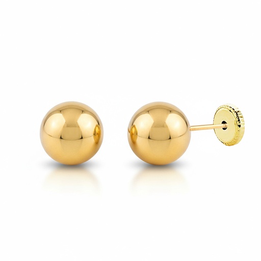 [P100] PENDIENTES ORO 18KL BOLA - 8MM