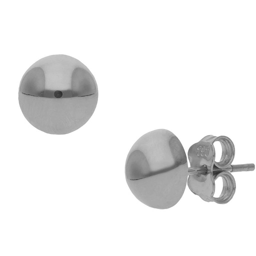 [P1035] PENDIENTES ORO BLANCO 18KL MEDIA BOLA - 8MM