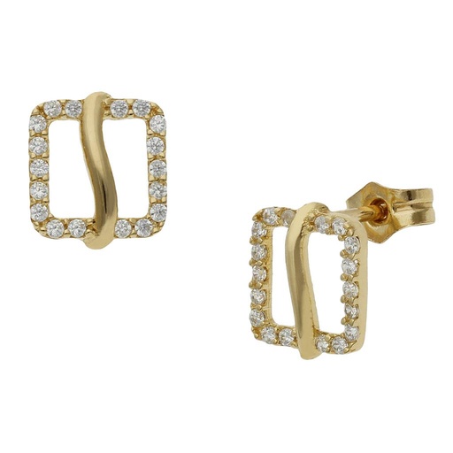 [P1055] PENDIENTES ORO 18KL CUADRADOS CIRCONITAS