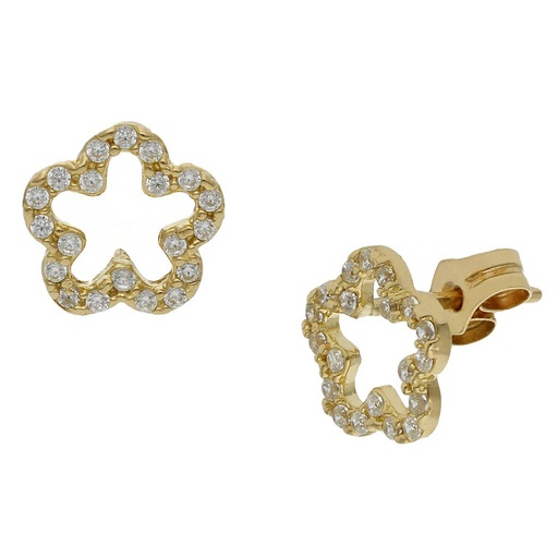[P1057] PENDIENTES ORO 18KL FLOR CIRCONITAS