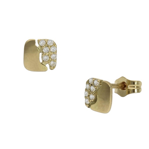 [P1064] PENDIENTES ORO 18KL CUADRADOS CIRCONITAS