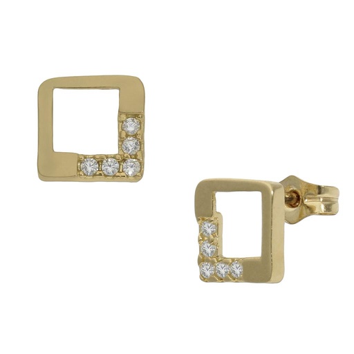 [P1065] PENDIENTES ORO 18KL CUADRADOS CIRCONITAS