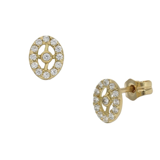 [P1067] PENDIENTES ORO 18KL OVAL CIRCONITAS