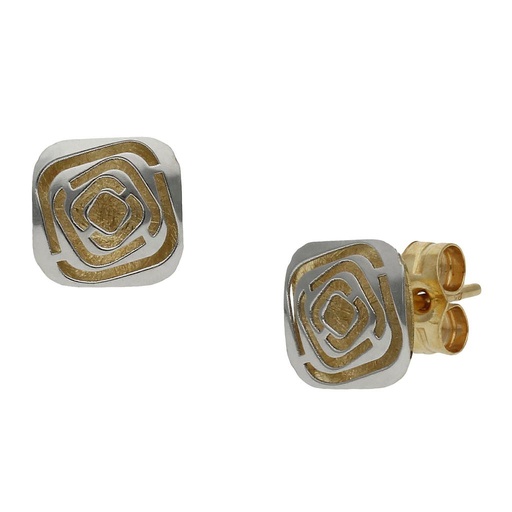 PENDIENTES ORO 18KL BICOLOR - 7X7MM