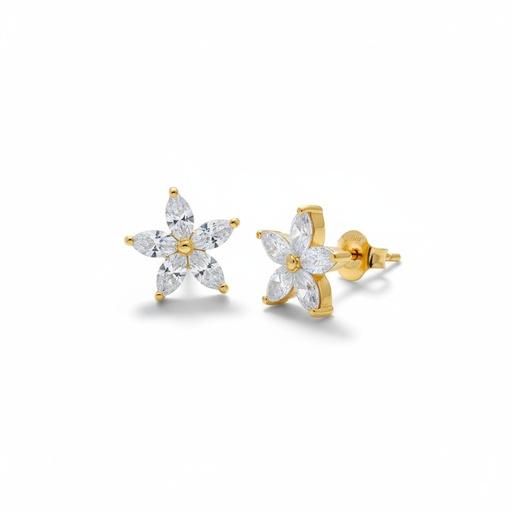 [P115] PENDIENTES ORO 18KL FLOR