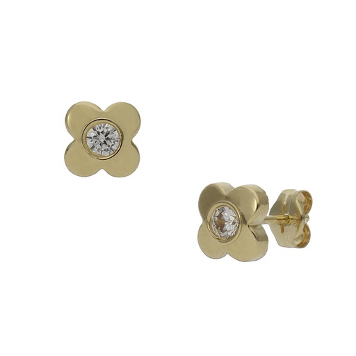 [P1157] PENDIENTES ORO 18KL FLOR + CIRCONITAS - 5.50MM