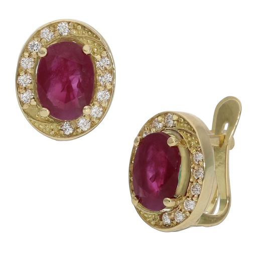 [P1316] PENDIENTES ORO 18KL RUBIES FINOS