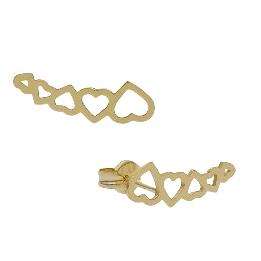 [P1341] PENDIENTES ORO 18KL TREPADORES CORAZONES