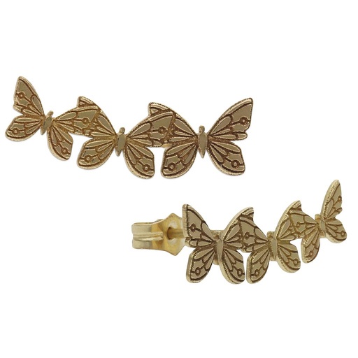 [P1342] PENDIENTES ORO 18KL TREPADORES MARIPOSAS
