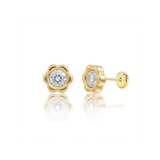 [P1391] PENDIENTES ORO 18KL FLOR