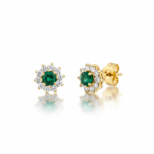 [P160] PENDIENTE ORO 18KL CRISOPAL VERDE