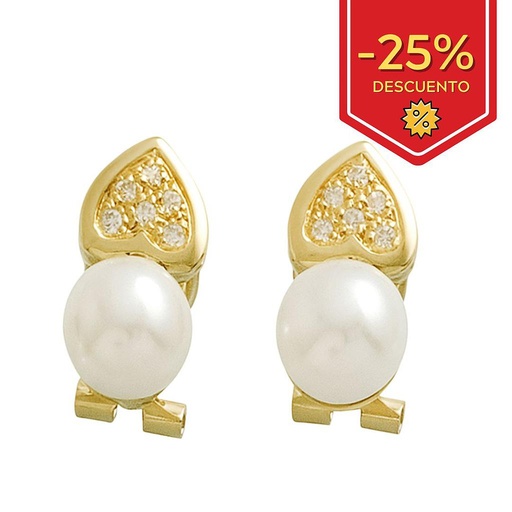 [P1608] PENDIENTES ORO 18KL CON PERLAS