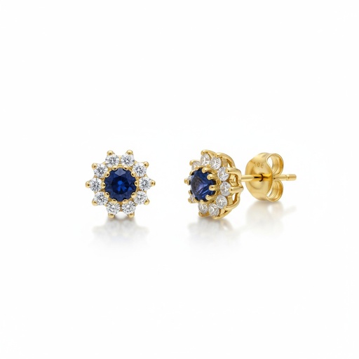 [P162] PENDIENTE ORO 18KL CRISOPAL AZUL
