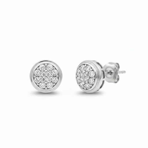 [P163] PENDIENTE ORO BLANCO 18KL CIRCONITAS