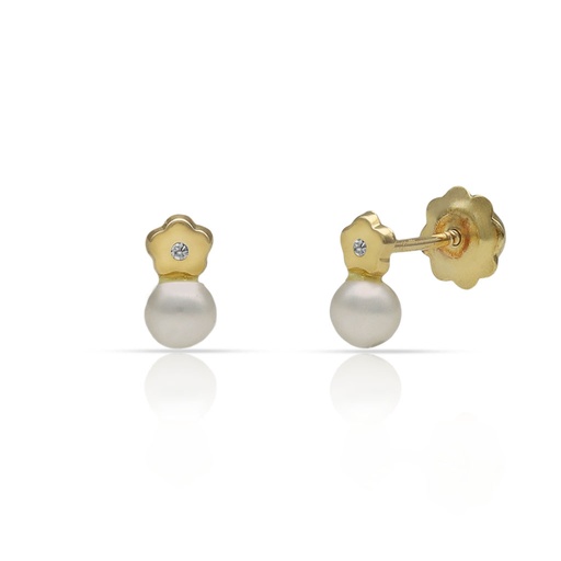 [P171] PENDIENTES ORO 18KL FLOR