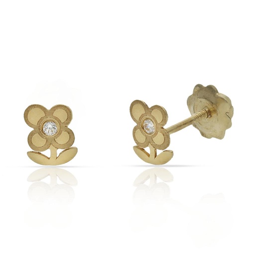 [P178] PENDIENTES ORO 18KL FLOR