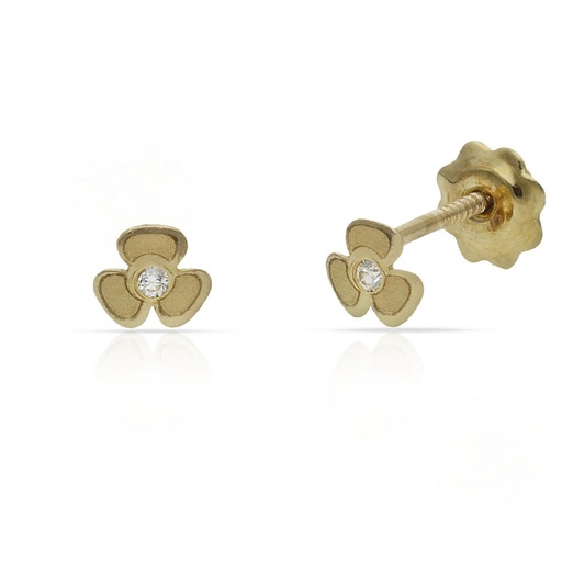 [P189] PENDIENTES ORO 18KL TREBOL