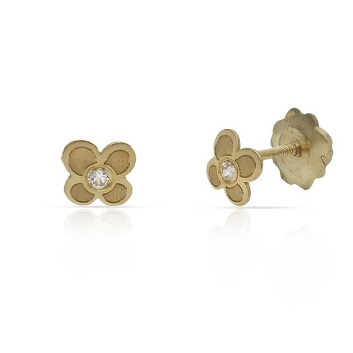 [P190] PENDIENTES ORO 18KL FLOR