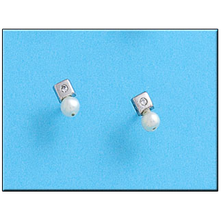 [P197] PENDIENTES ORO BLANCO 18KL CUADRADO