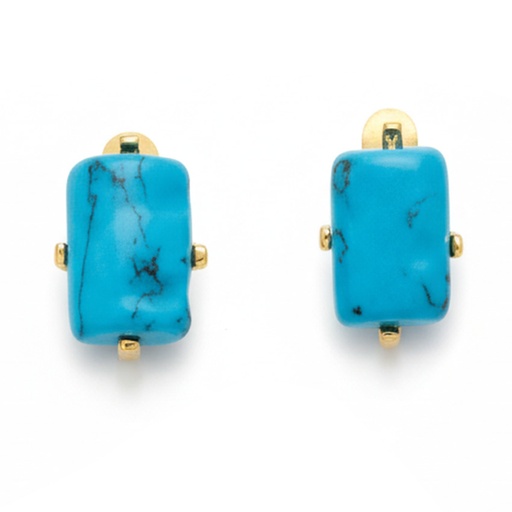 [P200] PENDIENTES ORO 18KL TURQUESA SINTETICA  