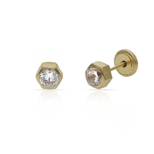 [P207] PENDIENTES ORO 18KL HEXAGONAL