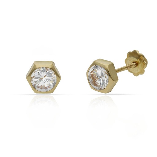 [P208] PENDIENTES ORO 18KL HEXAGONAL