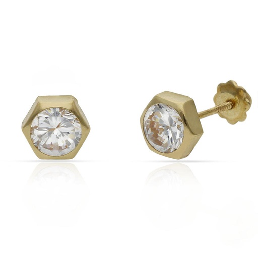 [P209] PENDIENTES ORO 18KL HEXAGONAL