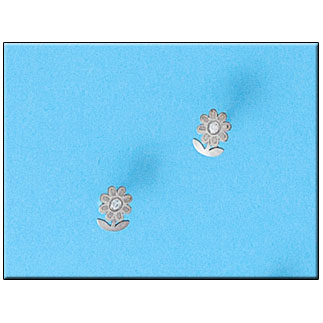 [P214] PENDIENTES ORO BLANCO 18KL MARGARITA