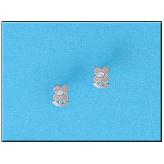 [P215] PENDIENTES ORO BLANCO 18KL FLOR
